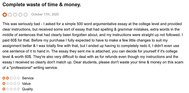 ExpertWriting reviews on TrustPilot